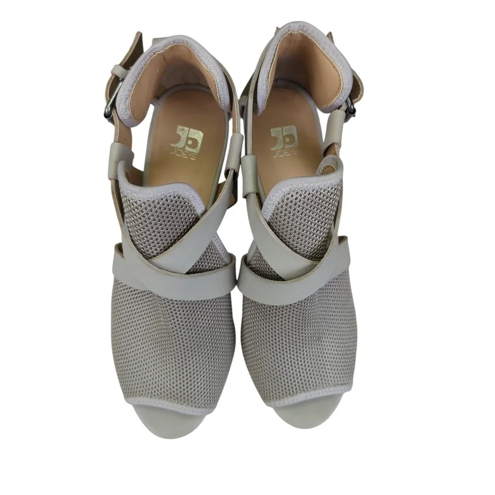 Joe's Jeans Women's Mesh Peep Toe Cross Strap Buckle Heel Sandal Size‎ 9M